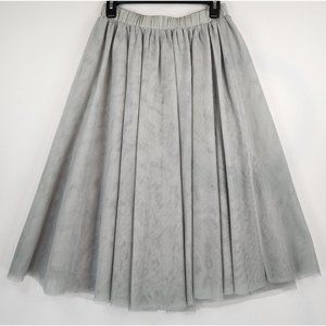 Tantrum Skirt Womens Medium Gray Fit Flare Pleated Elastic Waist Lined Midi